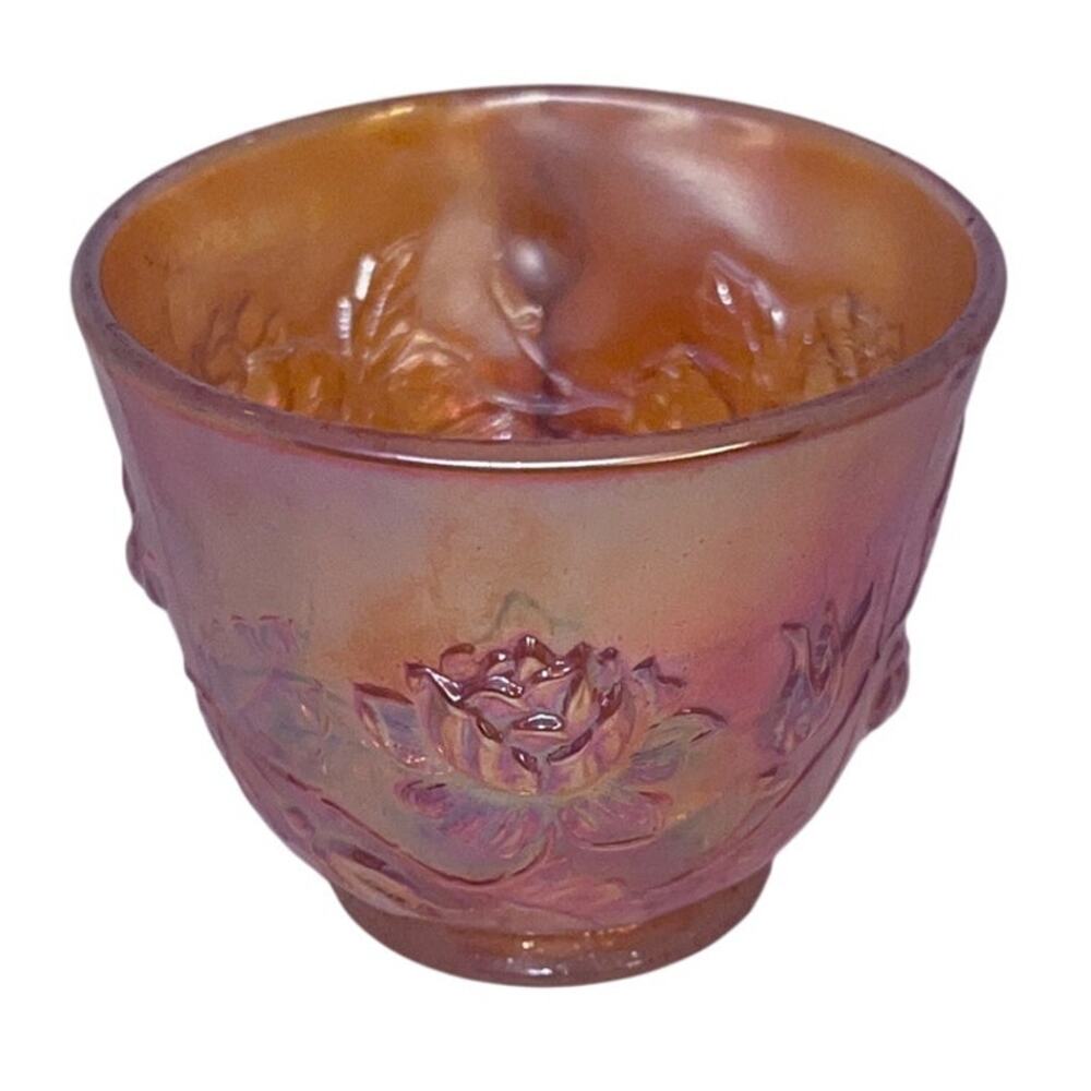 Fenton Wreath Of Roses Marigold Carnival Glass Punch Cup Antique 1910s–1920s - Picture 4 of 7